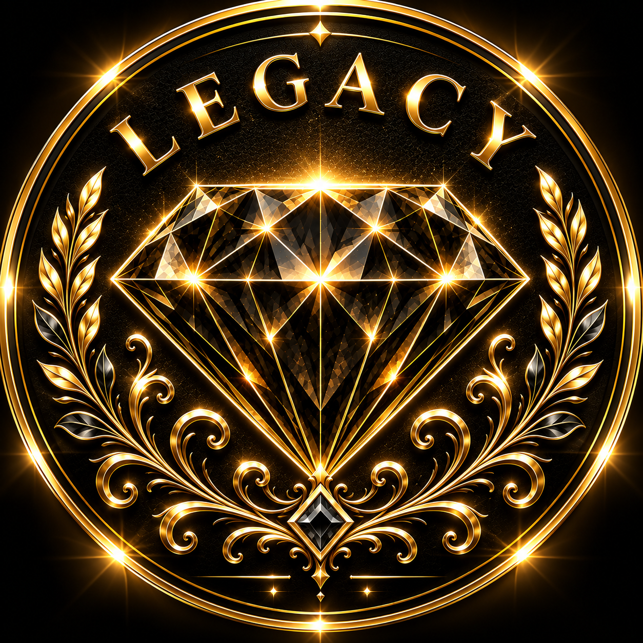 Emblema dourado Legacy com diamante